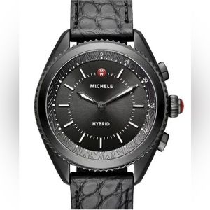 Michele Hybrid Black Dial with Black Alligator Strap Smartwatch